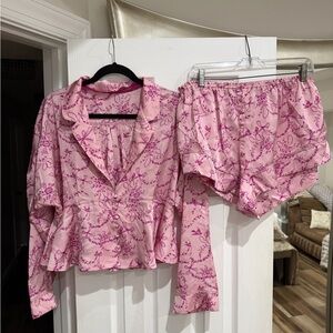 Free People Pink Patterned Pajama Set
